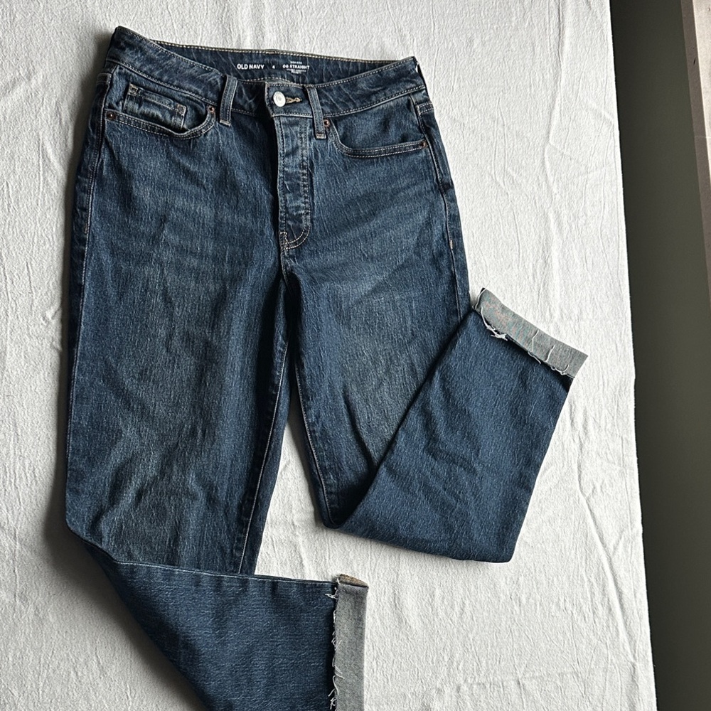 Old Navy Medium Dark Blue Straight Leg Jeans